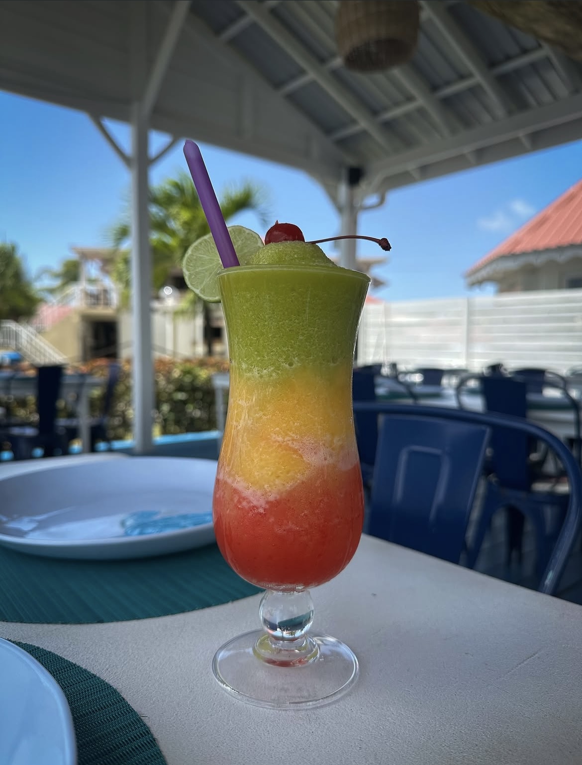 Layered frozen daiquiri on the terrace at Sea Salt